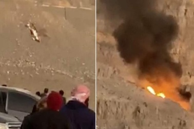 Trực thăng lộn nhiều vòng, đâm xuống núi bốc cháy thành cầu lửa