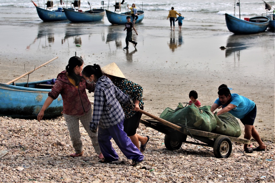 Mỗi thuyền ra khơi đánh ghẹ, tôm, mực, cá... ngư dân sử dụng 2 - 3 bọc lưới. Khi thuyền tiến ra biển thì lưới cũng sẽ được thả xuống biển và sau khi hết lưới thì quay lại để thu gom để sớm trở về bờ. Những bọc lưới được đưa xuống xe kéo chở về với đủ loại hải sản. Tuy nhiên, trong đó phần lớn là mực và cá trích luôn là những hải sản được mùa., cho thu nhập cao. Mỗi thuyền ra khơi đánh ghẹ, tôm, mực, cá... ngư dân sử dụng 2 - 3 bọc lưới. Khi thuyền tiến ra biển thì lưới cũng sẽ được thả xuống biển và sau khi hết lưới thì quay lại để thu gom để sớm trở về bờ. Những bọc lưới được đưa xuống xe kéo chở về với đủ loại hải sản. Tuy nhiên, trong đó phần lớn là mực và cá trích luôn là những hải sản được mùa., cho thu nhập cao.