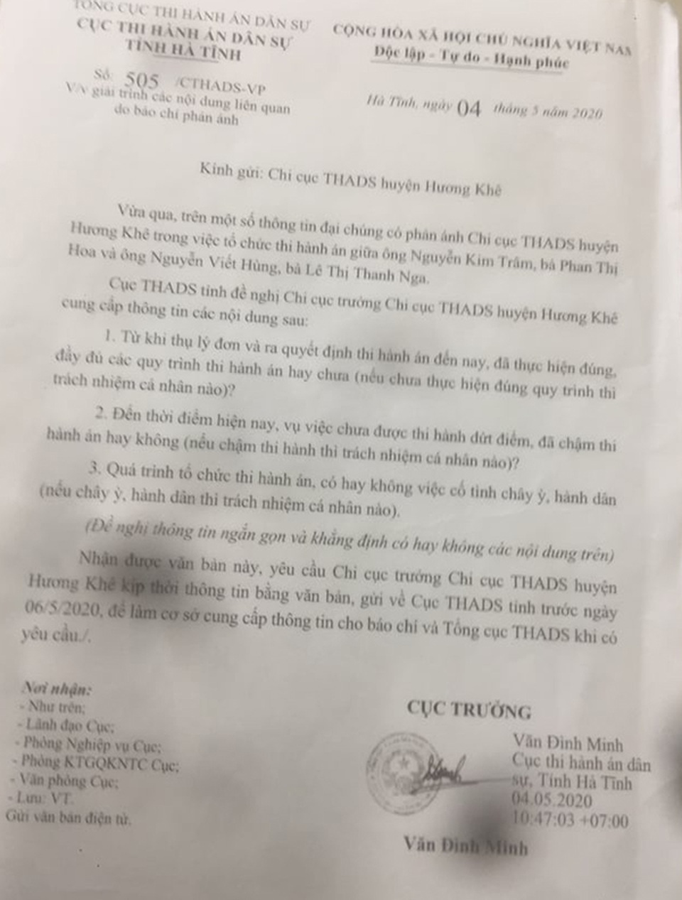 Cục THADS tỉnh Hà Tĩnh đau đầu vì cấp dưới bất tuân chỉ đạo, lạm quyền - 2 Cục THADS tỉnh Hà Tĩnh đau đầu vì cấp dưới bất tuân chỉ đạo, lạm quyền - 2