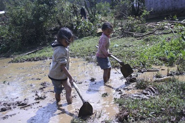 8 tuổi bé đã đi làm ruộng…