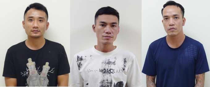 Từ trái qua: Đối tượng Dương Ngọc Toàn, Nguyễn Anh Tú, Trần Mạnh Cường