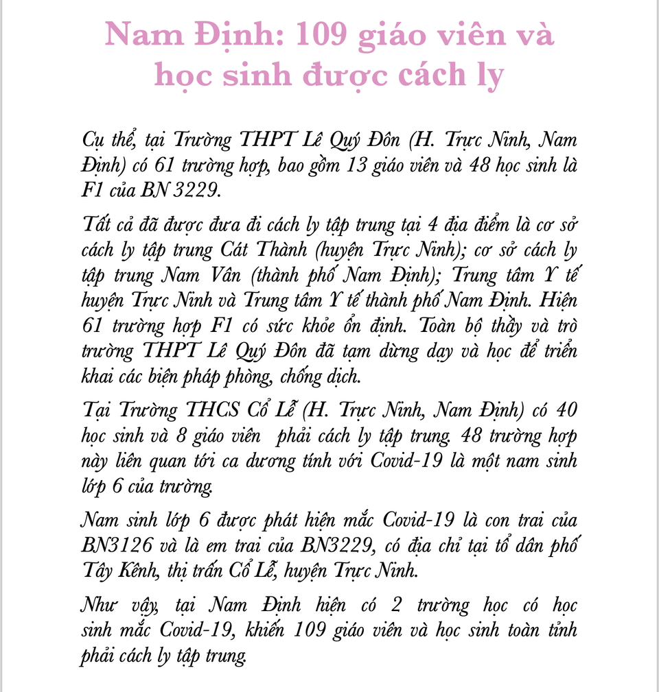 Hơn 54.000 học sinh, giáo viên bị cách ly vì Covid-19 - 7 Hơn 54.000 học sinh, giáo viên bị cách ly vì Covid-19 - 7