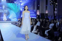 Nam Em catwalk tự tin sau tranh cãi "eo kém thon" tại Miss World Vietnam
