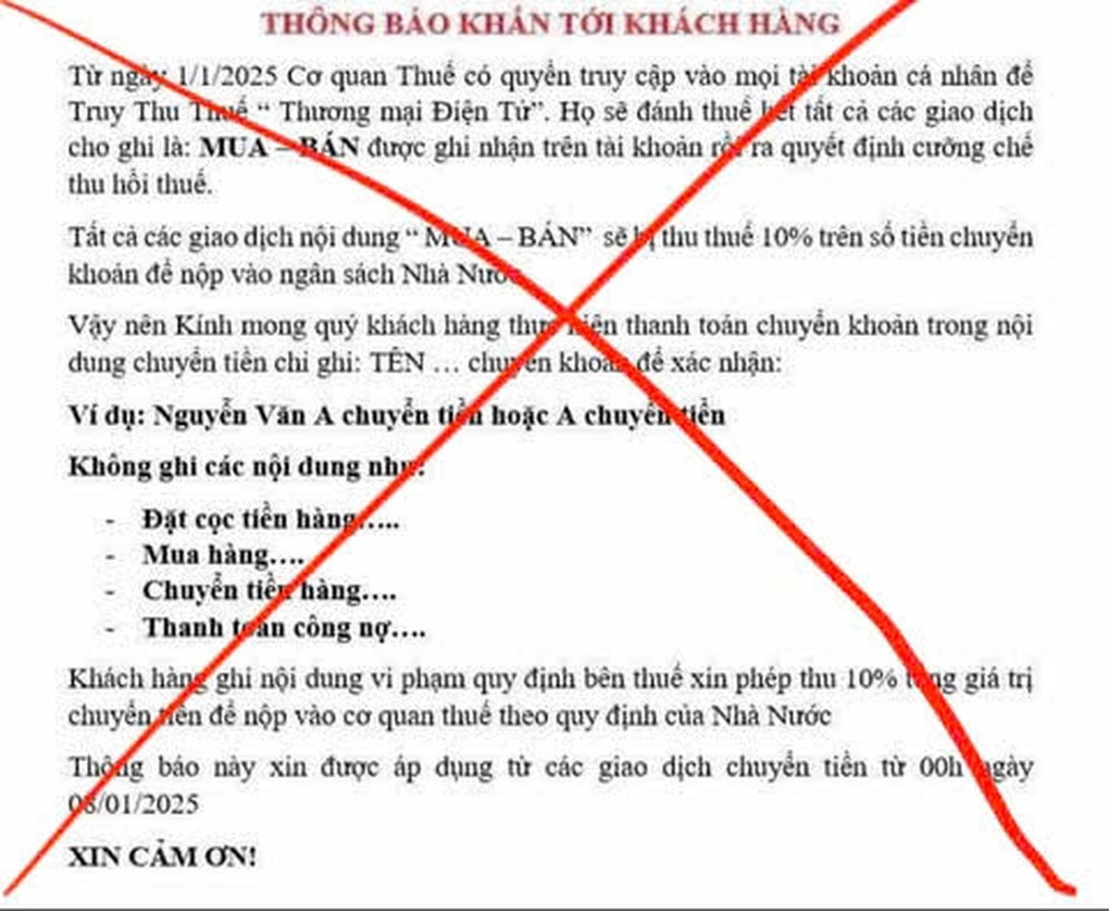 Giao dịch thương mại điện tử bị thu thuế 10% là thông tin giả mạo - 1 Giao dịch thương mại điện tử bị thu thuế 10% là thông tin giả mạo - 1