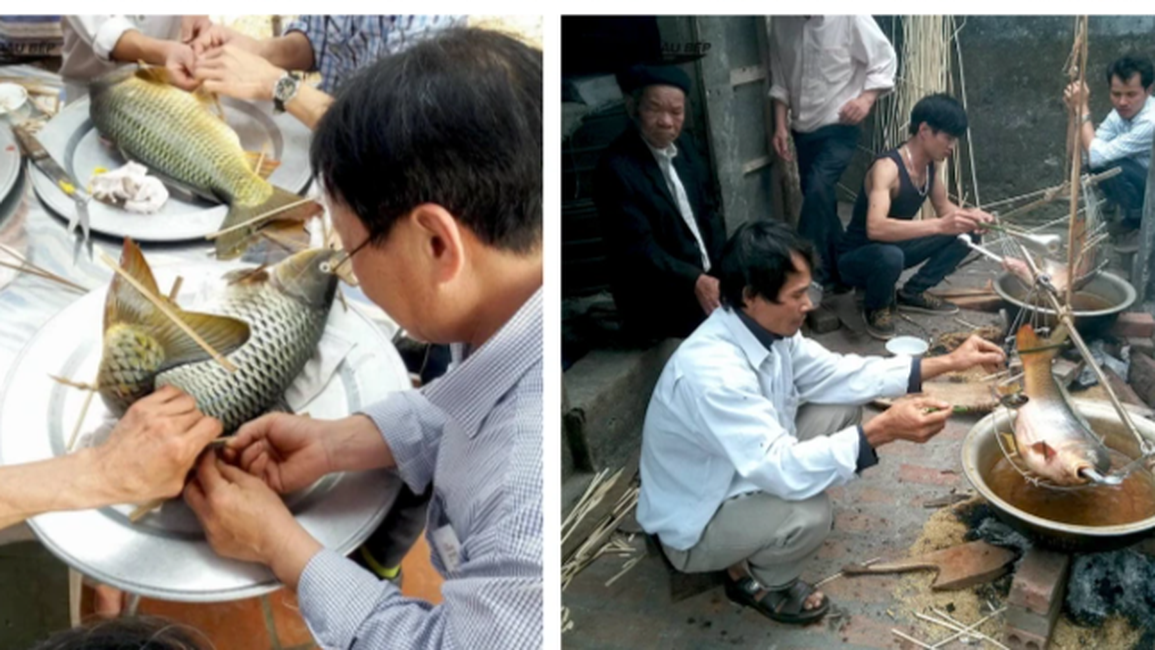 Món cá nằm võng tốn 5 lít dầu, chế biến 10 tiếng đồng hồ ở Thái Bình - 2 Món cá nằm võng tốn 5 lít dầu, chế biến 10 tiếng đồng hồ ở Thái Bình - 2