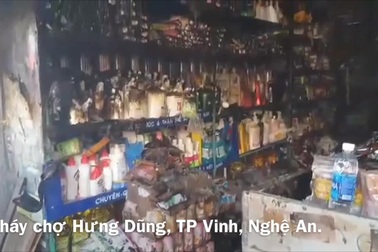 Hiện trường vụ cháy chợ  Hưng Dũng, TP Vinh