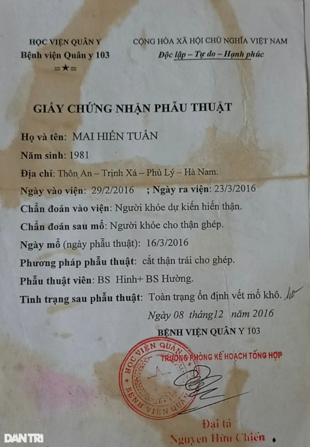 Số phận trớ trêu ập xuống người đàn ông nghĩa hiệp hiến thận cứu người dưng - 2 Số phận trớ trêu ập xuống người đàn ông nghĩa hiệp hiến thận cứu người dưng - 2