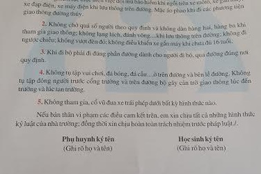 Học sinh lớp 1 phải ký cam kết ATGT: Sở GD-ĐT... trần tình