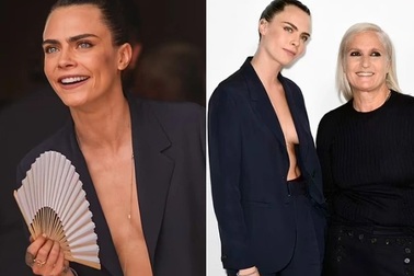 Siêu mẫu đồng tính Cara Delevingne táo bạo diện vest không "nội y"