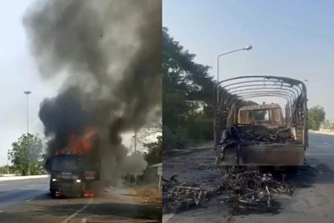 Đội tuyển xe đạp Việt Nam bị cháy rụi toàn bộ xe đua ở Thái Lan