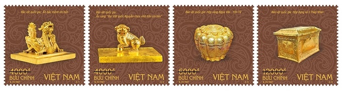 Phát hành bộ tem quý về bảo vật thời Trần, Nguyễn - Ảnh 1.