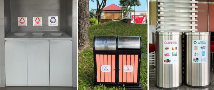 Môt số biện pháp giảm tác động đối với môi trường trong đó có việc phân loại chất thải chặt chẽ theo nhóm riêng biệt để có thể tái chế dễ dàng hơn.