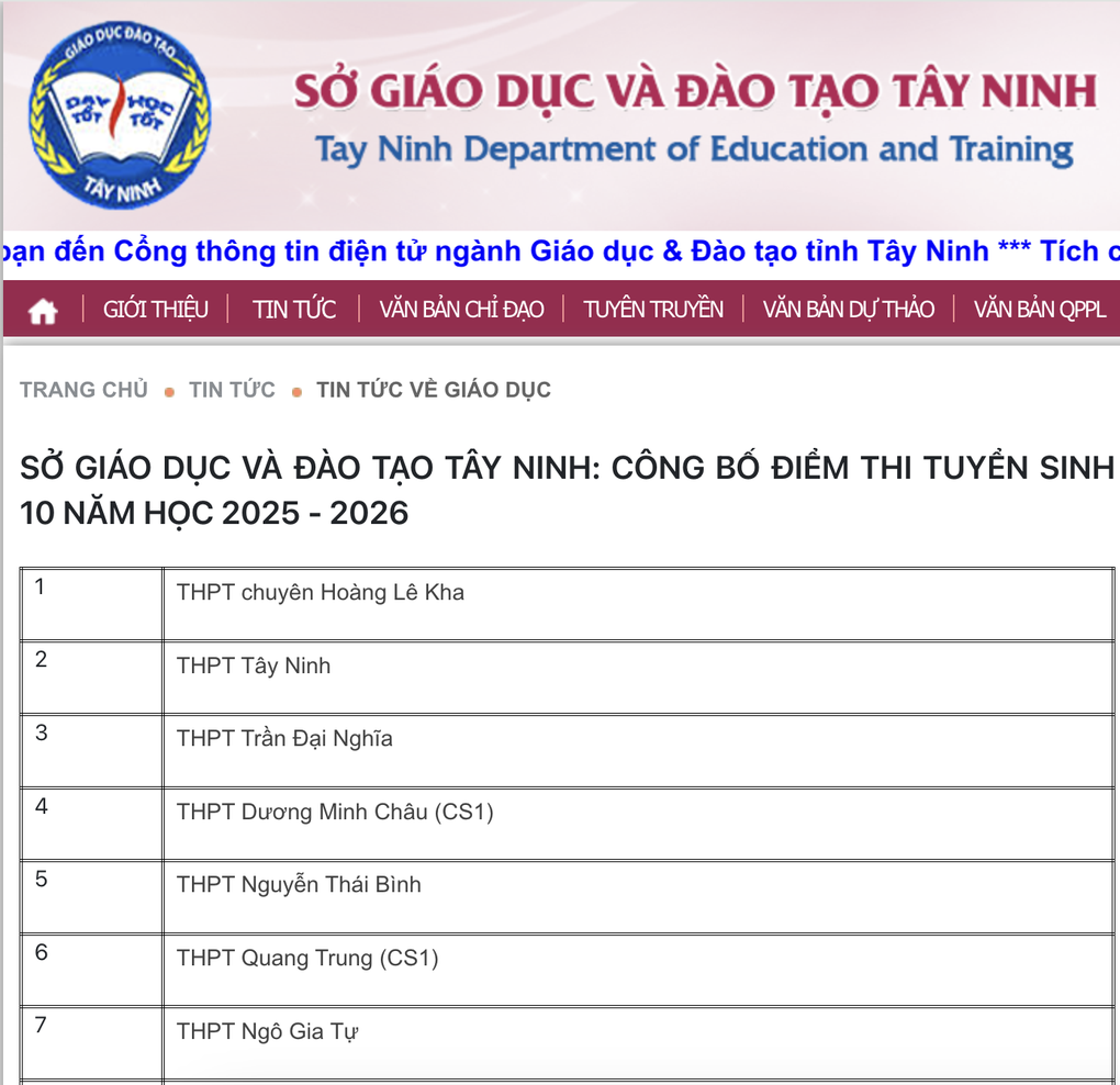 Tay Ninh annonce les résultats de l'examen de 10e année, lien détaillé pour consulter les résultats - 2 Tây Ninh công bố điểm thi lớp 10, chi tiết link tra cứu điểm - 2
