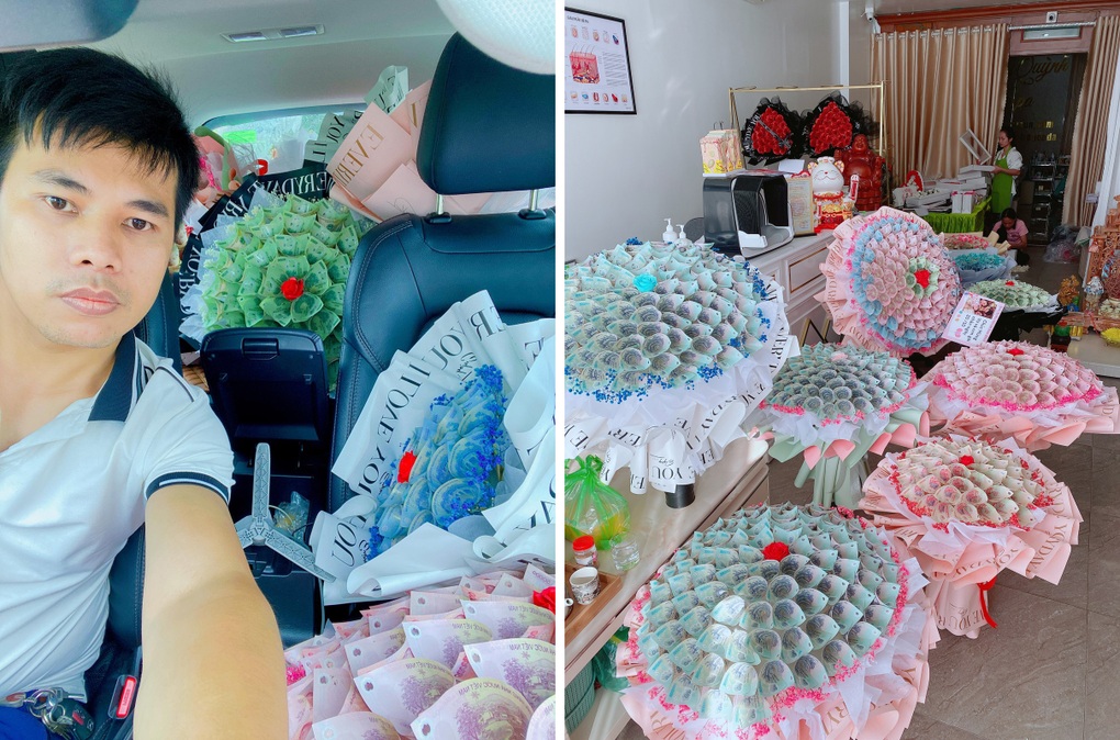Bó hoa bằng tiền mặt giá trăm triệu đồng đắt khách ngày 20/10 - 4 Bó hoa bằng tiền mặt giá trăm triệu đồng đắt khách ngày 20/10 - 4