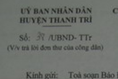 Thanh tra Xây dựng huyện Thanh trì ban hành văn bản trái pháp luật