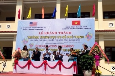 Khánh thành trường THCS do Bộ Tư lệnh Thái Bình Dương Hoa Kỳ tài trợ