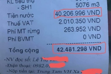 Một hộ gia đình “sốc” khi nhận giấy báo tiền nước hơn 42 triệu đồng