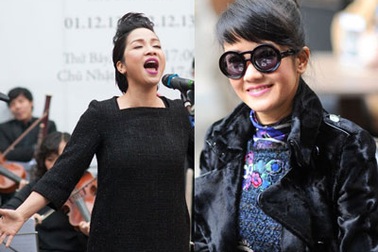 Mỹ Linh hát- Hồng Nhung làm… khán giả trên hè phố