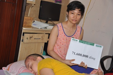 Hơn 71 triệu đồng đến với cậu bé Thành bị u não