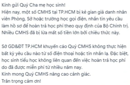 بعد مكالمات ورسائل تطلب استعادة الأموال، تعرض الآباء للاحتيال - 1 Sau cuộc gọi, tin nhắn trả lại tiền, phụ huynh bị lừa - 1