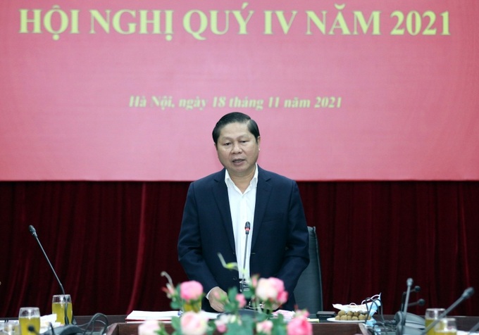 Thứ trưởng Lê Tấn Dũng, Bí thư BCH Đảng ủy Bộ phát biểu tại Hội nghị.