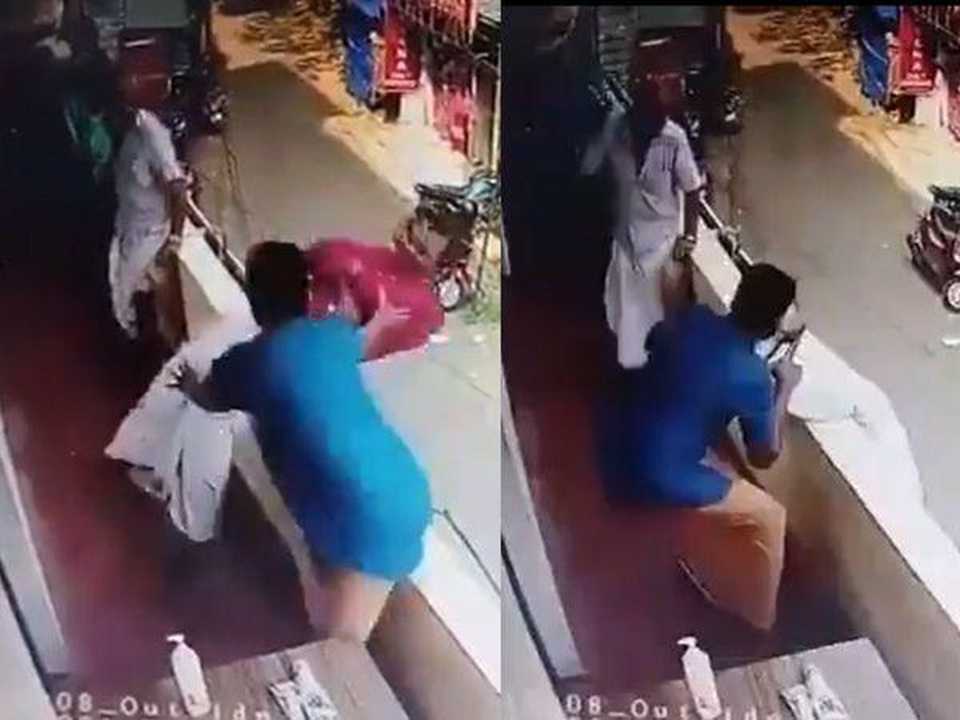 Thót tim video người đàn ông ngã lầu được cứu mạng trong tích tắc - 1 Thót tim video người đàn ông ngã lầu được cứu mạng trong tích tắc - 1