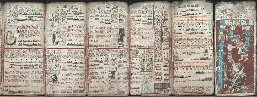 Nội dung cuốn sách Dresden Codex được viết bằng chữ tượng hình Maya (Ảnh: Wikipedia). Nội dung cuốn sách Dresden Codex được viết bằng chữ tượng hình Maya (Ảnh: Wikipedia).
