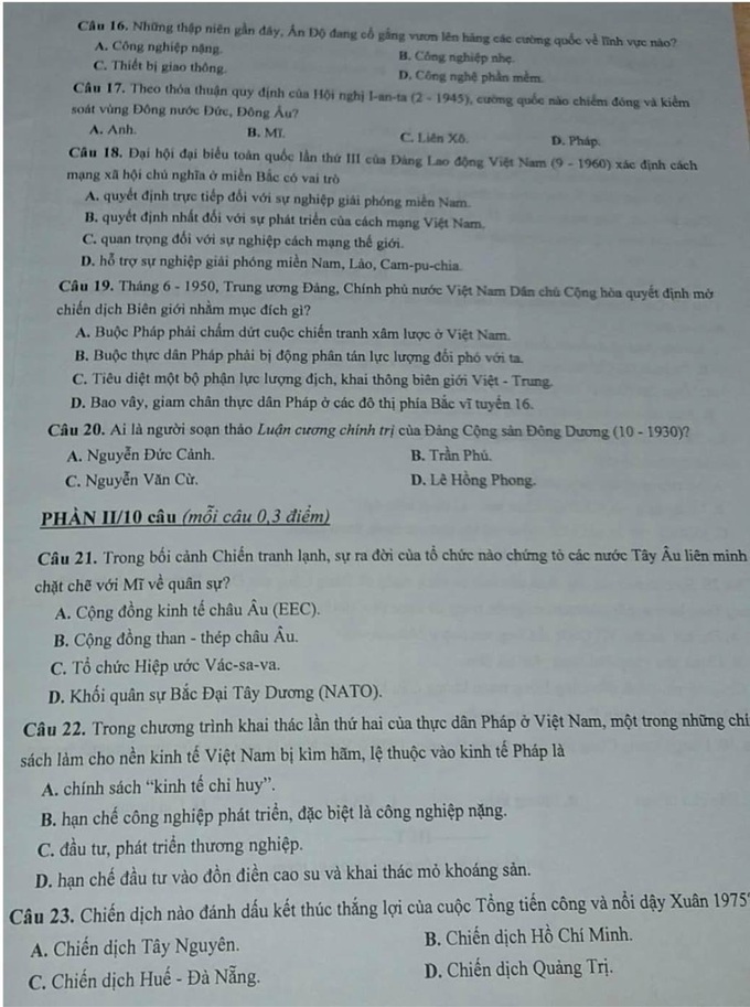 Đề thi Lịch sử vào lớp 10 Hà Nội, phổ điểm sẽ ở mức 8 điểm - Ảnh 5.