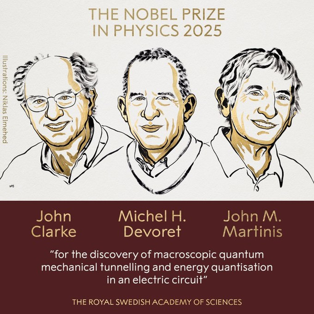 Giải Nobel Vật lý vinh danh 3 nhà khoa học với nghiên cứu về lượng tử - 1 Giải Nobel Vật lý vinh danh 3 nhà khoa học với nghiên cứu về lượng tử - 1