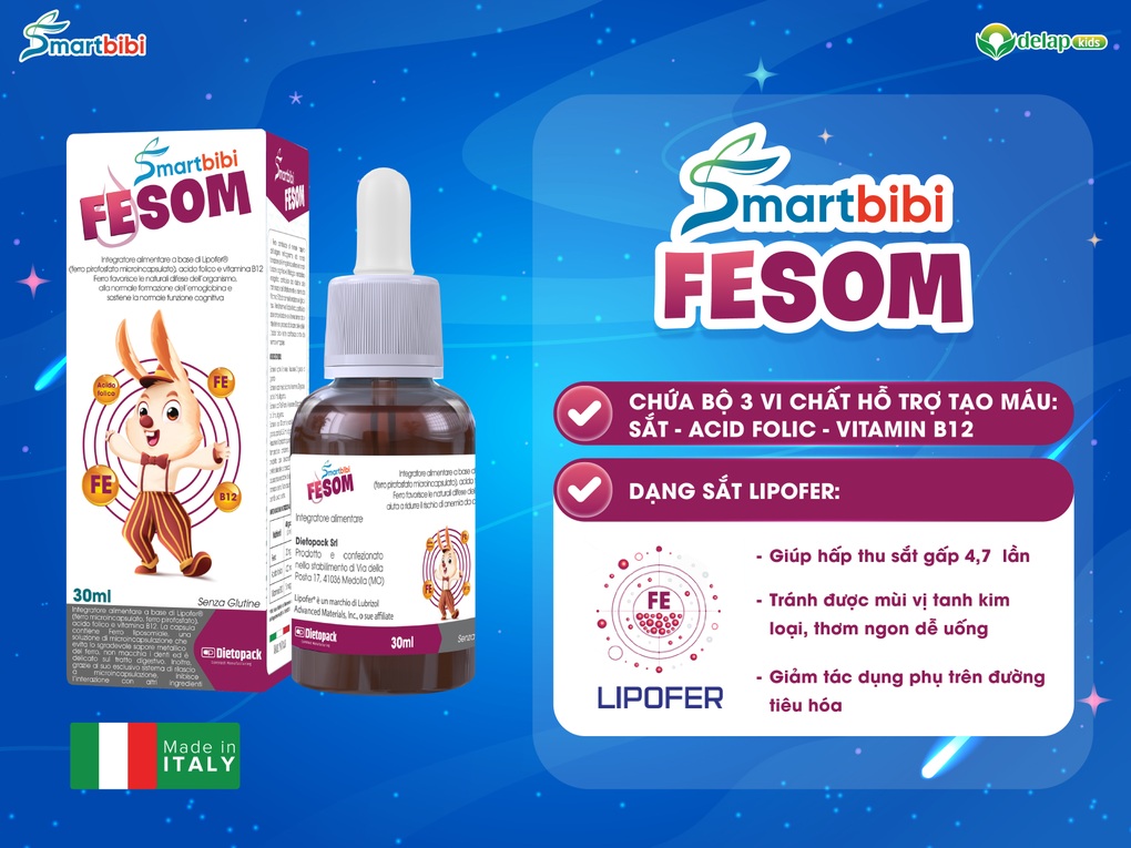 Smartbibi Fesom - Sắt thế hệ mới từ Italy, hỗ trợ tạo máu hiệu quả cho trẻ - 3 Smartbibi Fesom - Sắt thế hệ mới từ Italy, hỗ trợ tạo máu hiệu quả cho trẻ - 3