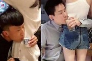 Giới trẻ Trung Quốc rộ trào lưu vòng tay qua eo gái trẻ uống nước