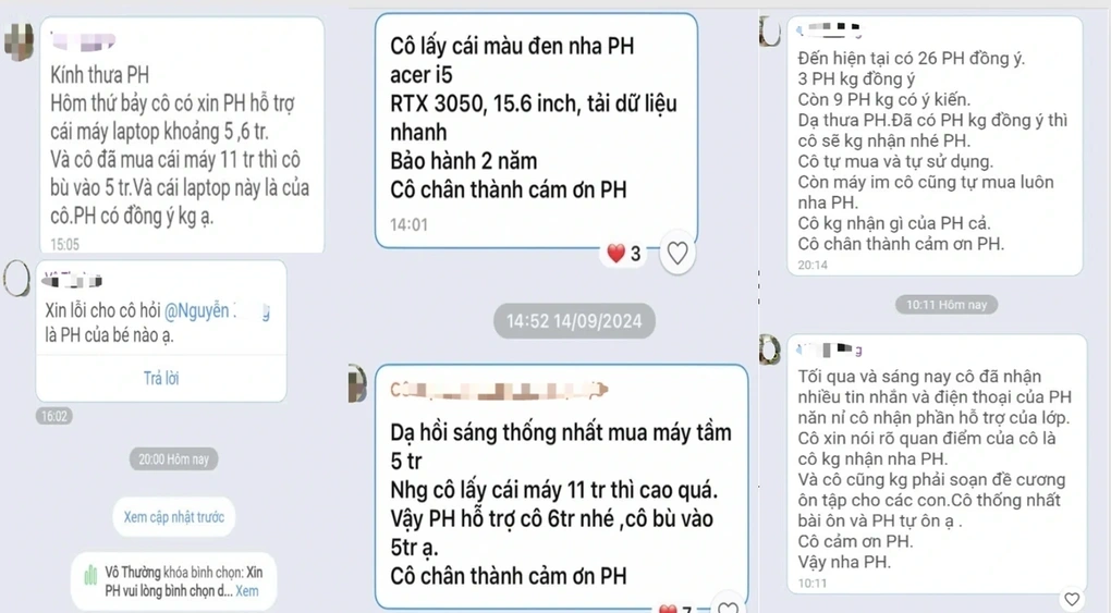 Profesor pide portátil y serie de incidentes de cuotas escolares en nombre del agradecimiento a los docentes - 1 Cô giáo xin laptop và loạt vụ việc tiền trường mang danh tri ân thầy cô - 1