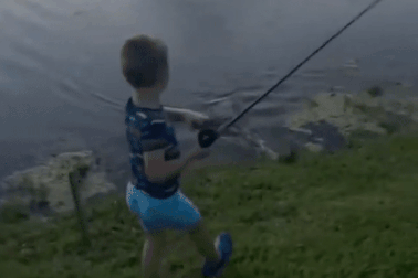 Rùng mình cảnh cá sấu lao lên đớp cá của cậu bé 7 tuổi