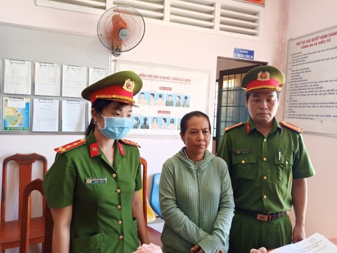 Nguyễn Thị Mỹ Diện tại cơ quan Công an. (Ảnh: Trọng Phương/CA Trà Vinh).