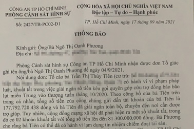 Công an TPHCM xem xét, giải quyết đơn người dân tố giác ca sĩ Thủy Tiên