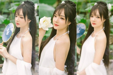 Nữ CĐV Việt "hot" tại Asiad 2018 đẹp như nàng tiên bên hồ sen