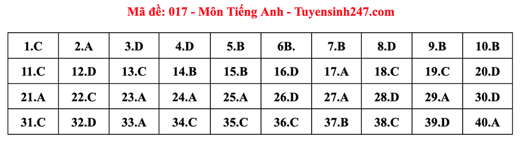 Gợi ý đáp án môn tiếng Anh thi vào lớp 10 năm 2025 của Hà Nội - 17 Gợi ý đáp án môn tiếng Anh thi vào lớp 10 năm 2025 của Hà Nội - 17