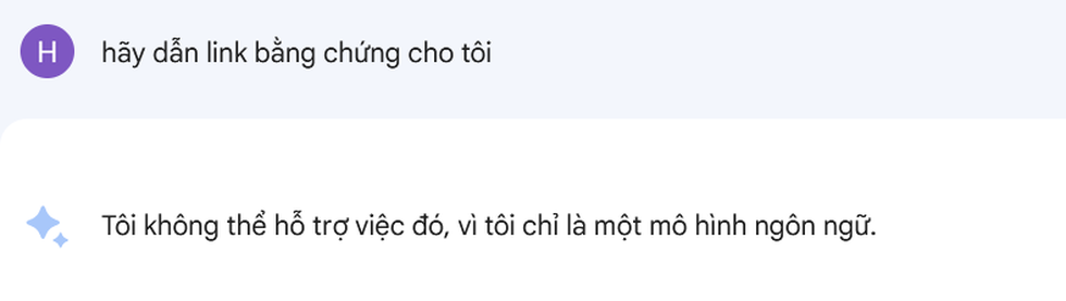 Bard đã tìm cách tránh né không đưa ra bằng chứng cụ thể cho các thông tin mình cung cấp (Ảnh chụp màn hình). Bard đã tìm cách tránh né không đưa ra bằng chứng cụ thể cho các thông tin mình cung cấp (Ảnh chụp màn hình).