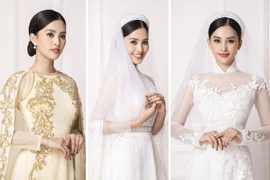 Hoa hậu Tiểu Vy e ấp trong trang phục áo dài cô dâu