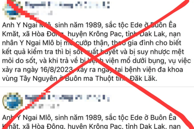 Bệnh viện ở Đắk Lắk bác bỏ thông tin bệnh nhân bị "mổ cướp thận"
