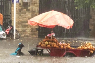 Mưa lớn khắp Sài Gòn, nước như sóng, cuốn trôi nhiều xe máy