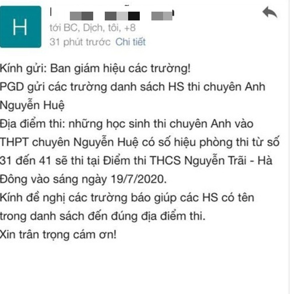 Thay đổi địa điểm thi lúc nửa đêm: Phụ huynh, học sinh nháo nhác - 1 Thay đổi địa điểm thi lúc nửa đêm: Phụ huynh, học sinh nháo nhác - 1