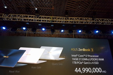 Laptop Asus ZenBook 3 có giá 45 triệu đồng tại Việt Nam