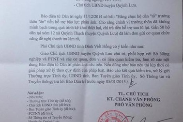 UBND tỉnh Nghệ An yêu cầu làm rõ vụ việc hàng chục hộ dân “tố” trưởng thôn “ăn” tiền hỗ trợ bão lụt