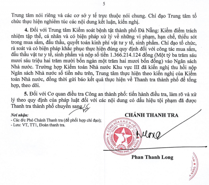 Thanh tra TP Đà Nẵng chính thức công bố kết luận thanh tra việc mua sắm trang thiết bị y tế, sinh phẩm, kít xét nghiệm phục vụ phòng chống dịch tại CDC Đà Nẵng.