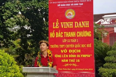 Hồ Đắc Thanh Chương gửi lời cảm ơn tất cả sau khi chiến thắng kỳ Olympia 2016