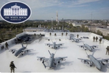 Ông Trump đăng ảnh mô phỏng "căn cứ UAV" trên nóc phòng khiêu vũ Nhà Trắng