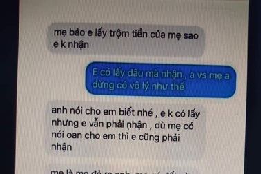 Dân mạng phẫn nộ với tin nhắn chồng ép vợ nhận ăn cắp tiền của mẹ