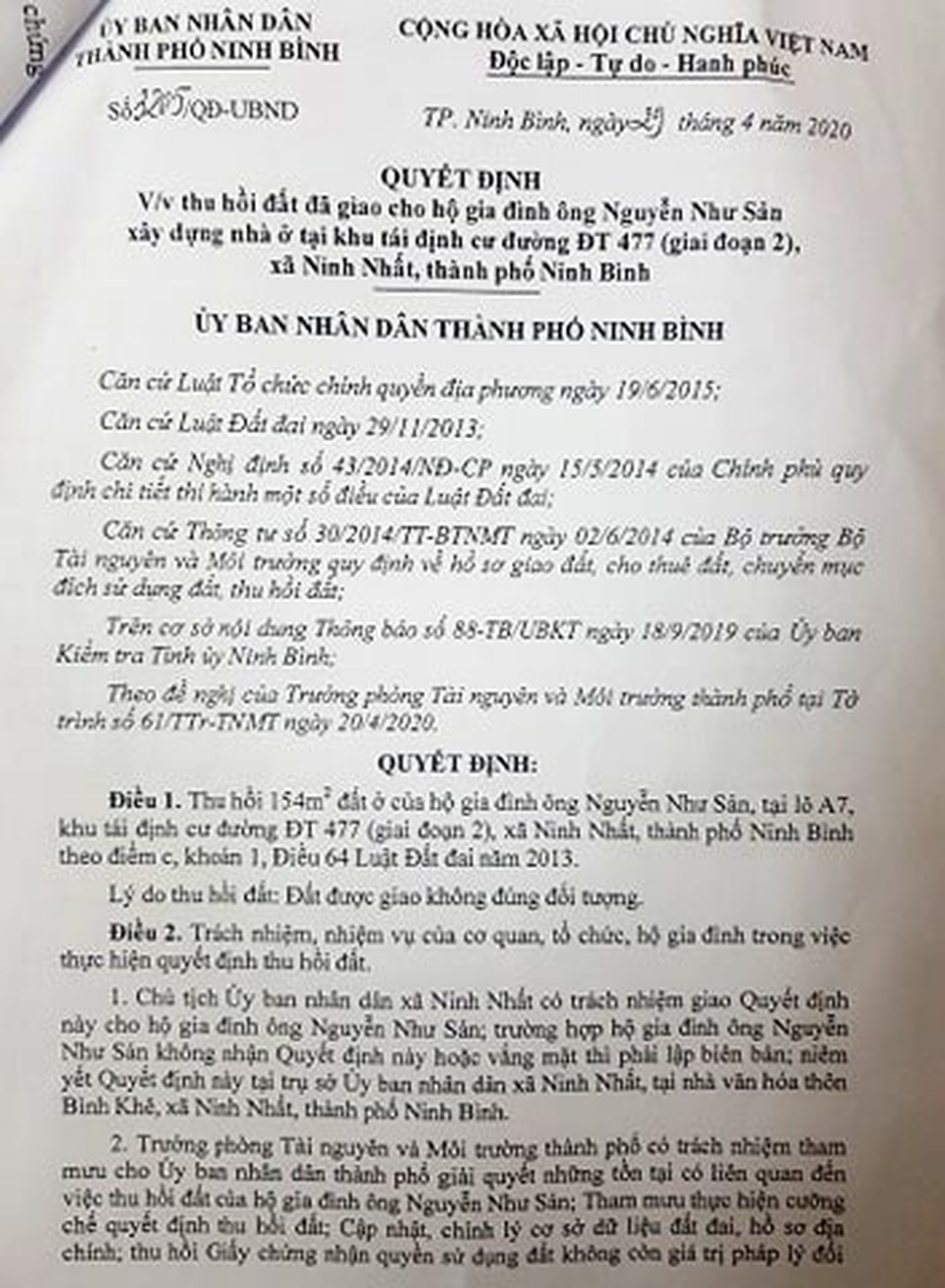 Ninh Bình: Thu hồi đất cấp khống cho nguyên chủ tịch xã nhiều tai tiếng - 5 Ninh Bình: Thu hồi đất cấp khống cho nguyên chủ tịch xã nhiều tai tiếng - 5