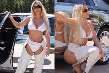 Kim Kardashian gây sốt với trang phục gợi cảm lạ mắt